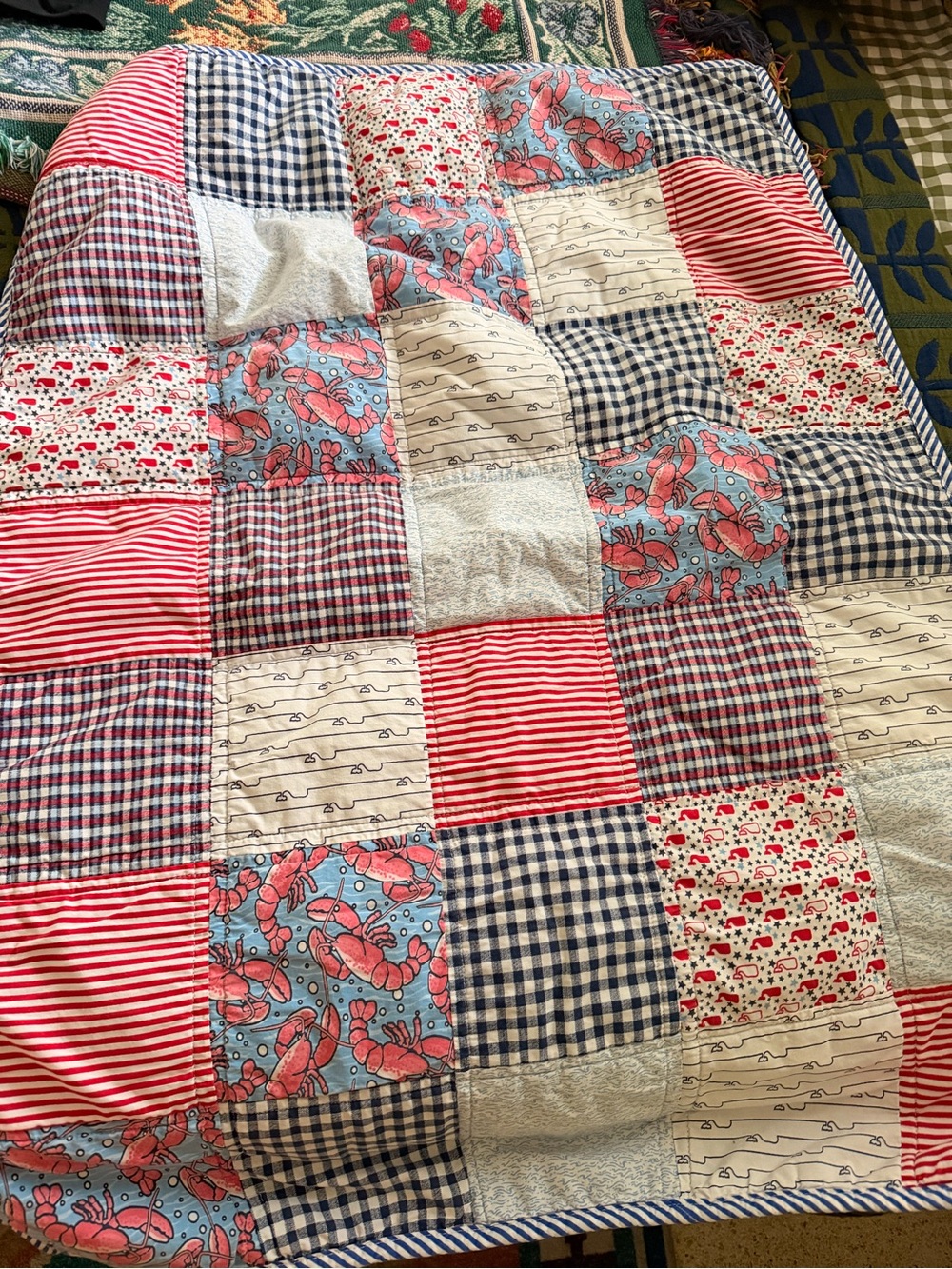 Vineyard Vines Red, Blue, White Patchwork Quilt